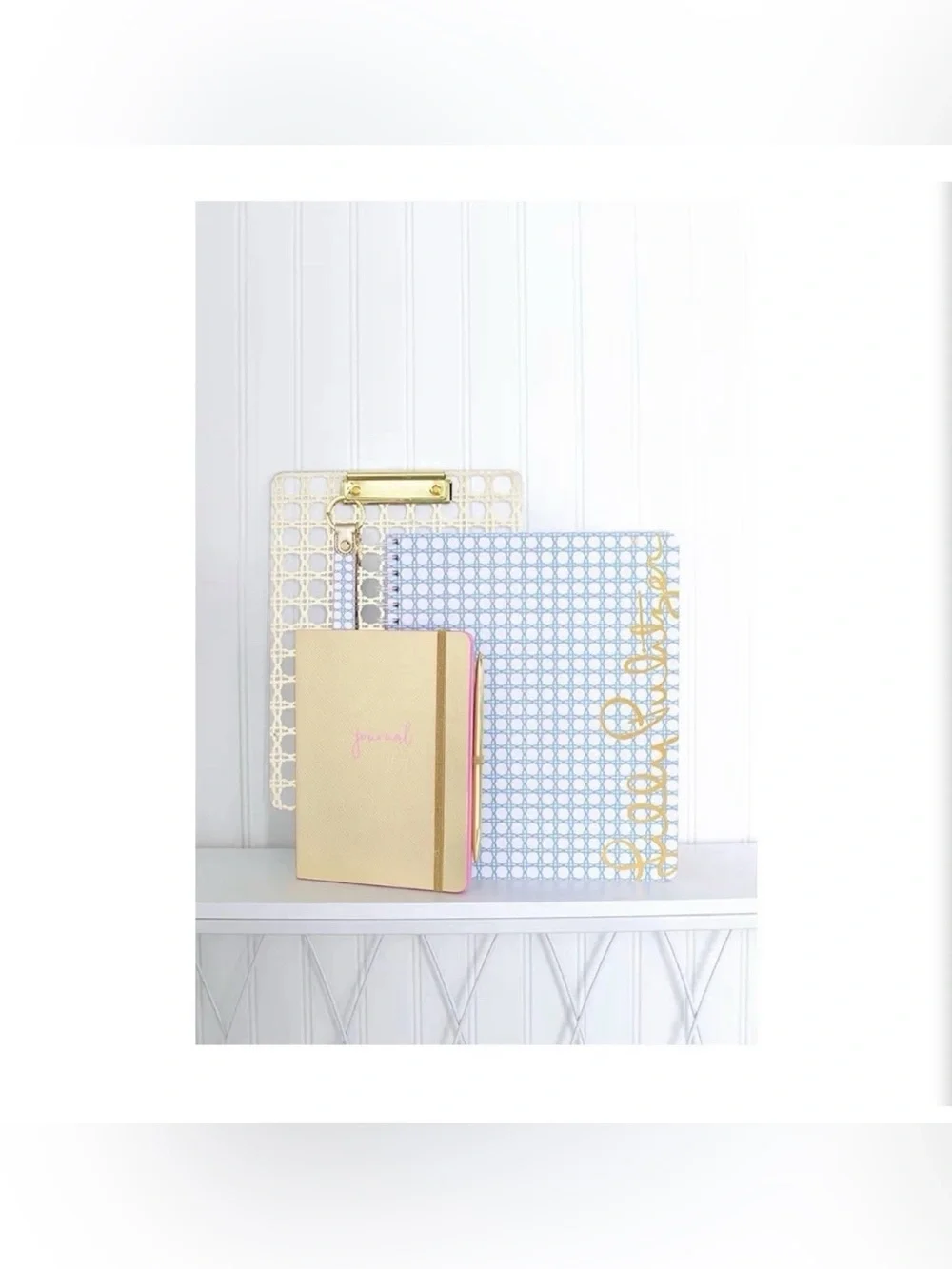 Lilly Pulitzer Large Hardcover Spiral Notebook Featured in Frenchie Blue Caning